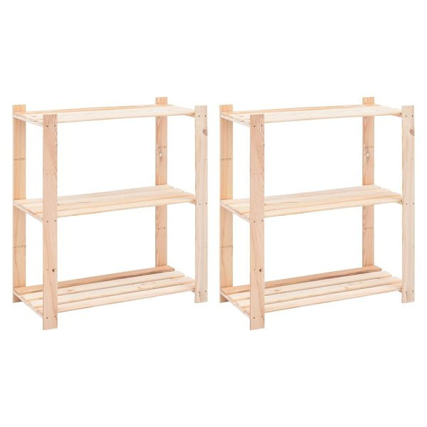 vidaXL Lagerregale 3 Böden 2 Stück 80x38x90cm Massivholz Kiefer 150kg, 3051117
