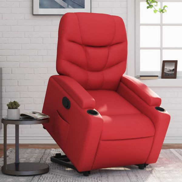 vidaXL Relaxsessel mit Aufstehhilfe Rot Kunstleder, 3204663