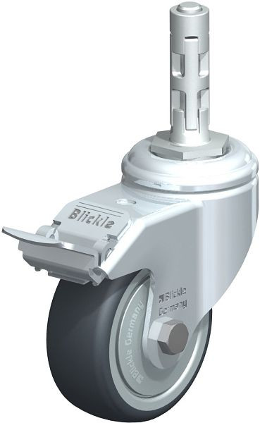 Blickle LKRA-TPA 80K-11-FI-FK-E11 Apparate-Lenkrolle mit Expander & Feststeller, Thermoplastisches Gummi-Elastomer, Grau, 652404