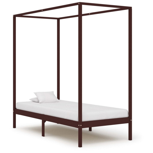 vidaXL Himmelbett-Gestell Dunkelbraun Massivholz Kiefer 90 x 200 cm, 283268