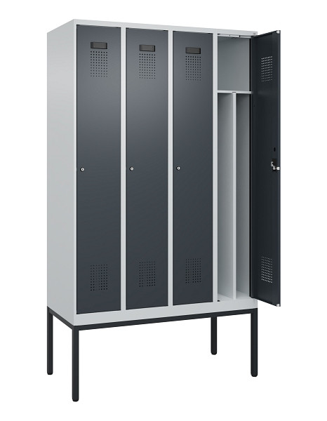 C+P Spind Evolo PLUS, Gestell, 4 Abteile, 2120x1200x500mm, 7035/7016, Verschluss Zylinderschloss, 0490307-40F S10039