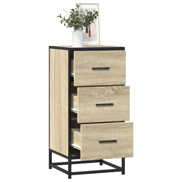 vidaXL Sideboard Sonoma-Eiche 35,5x35x76 cm Holzwerkstoff und Metall, 848945