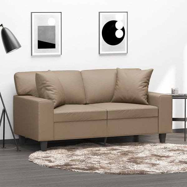 vidaXL 2-Sitzer-Sofa mit Zierkissen Cappuccino-Braun 120 cm Kunstleder, 3200865