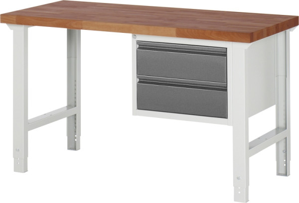 RAU Werkbank höhenverstellbar 7125I1, B1500xT700xH790-1140mm, 2xSchubladen-TA, 03-7125I1-157BR4H-Z.942