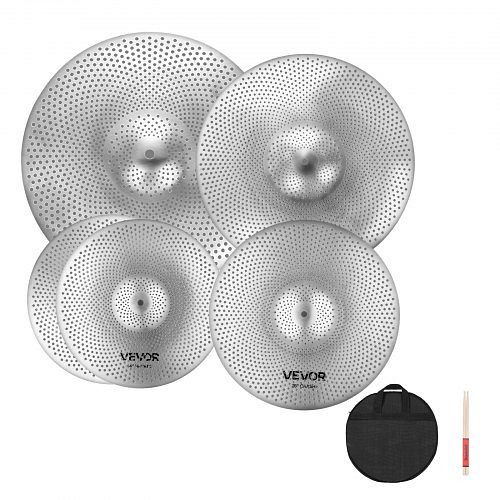 VEVOR Beckenset 4-teillig mit geringer Lautstärke inkl. HiHat Crash Ride Splash 350/400/455/505 mm (14/16/18/20 Inches), CPTZJYCPTZ3ZAV9RT001V0