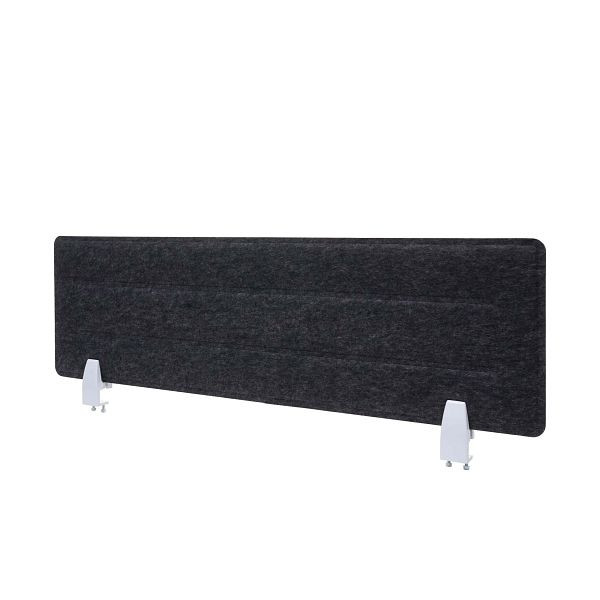 Mendler Tischtrennwand HWC-G76, Büro-Sichtschutz Schreibtisch Pinnwand, Klemmen Stoff/Textil mit Prägung, 100x30cm schwarz, 71944+71947