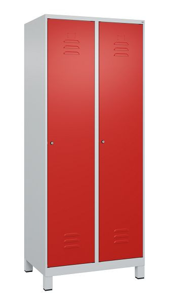 C+P Umkleidespind Classic PLUS, Füße, 2 Abteile, 1950x800x500mm, 7035/3020, Zylinderschlösser, 080010-22 S10017