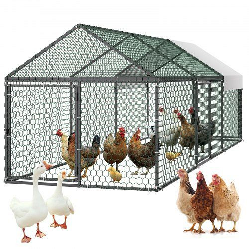 VEVOR Hühnerstall 1x3x1 m, Hühnerkäfig mit Abdeckung & 3 Türen, Gehege mit Spitzdach für Geflügel & Kleintiere, JSJS131MJDSMZ8OY3001V0