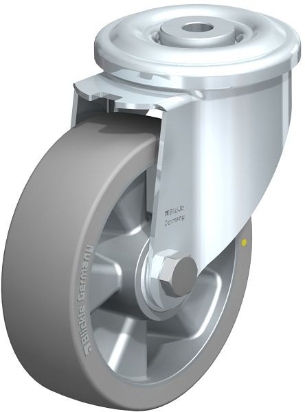 Blickle LKR-ALTH 125K-AS Stahlblech-Lenkrolle, schwere Ausführung, mit Rückenloch, Blickle Extrathane®, Grau, 747414