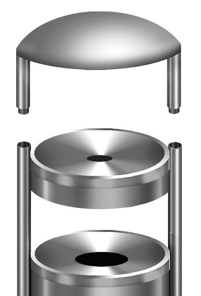 Kerkmann Wetterschutzaufsatz für Sicherheitsstandascher, Ø 320, H 190 mm, Edelstahl, 39629281