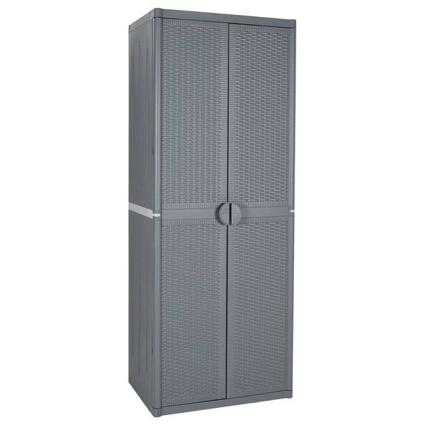 vidaXL Gartenschrank Grau 65x45x172 cm PP Rattan, 364063