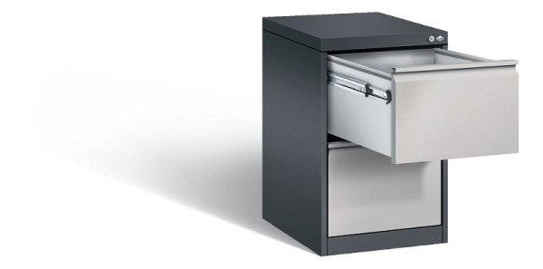C+P Hängeregistraturschrank Acurado, H733xB433xT590mm, Farbe: Schwarzgrau / Weißaluminium, Griffleiste, 12412-311 S10007