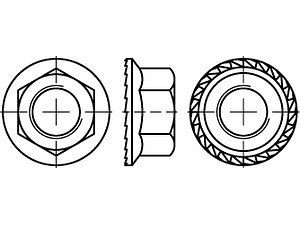 Sechskantmuttern mit Flansch DIN 6923 A 4 M 5 mit Sperrverzahnung VE=S (500 Stück)