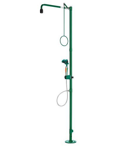 B-SAFETY Körperdusche mit Hand-Augendusche mit 2 Brauseköpfe, grün, Bodenmontage, BR 834085, DVGW, 305293