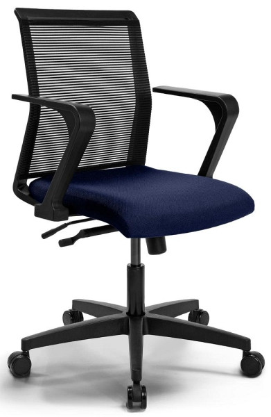 Deskin Bürostuhl SIGMA SMART ohne Armlehnen, Schwarz/Blau, 800 x 600 x 330 mm, 333333