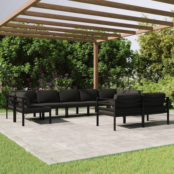 vidaXL 9-teilig Garten-Lounge-Set mit Kissen Aluminium Anthrazit, 3107818