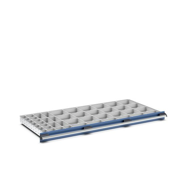 bott cubio Sortiment mit 46 Boxen, BxTxH: 1300x650x50mm, Kunststoff / RAL 7035, 43020815