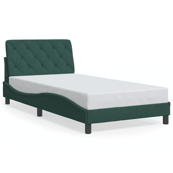 vidaXL Bettgestell mit Kopfteil Dunkelgrün 100x200 cm Samt, 3207908