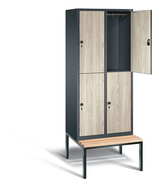 C+P Spind doppelstöckig Evolo, H2090xB810xT815mm, Farbe: Anthrazitgrau / Dekor Sen-Esche, 48350-22 S10236