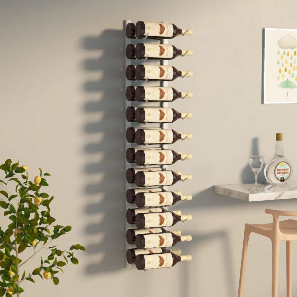vidaXL Wand Weinregal für 24 Flaschen Weiß Eisen, 340883
