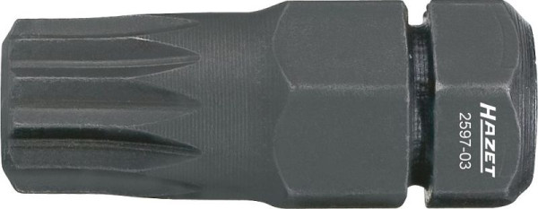 Hazet Bit, Sechskant massiv 8 (5/16 Zoll), Innen Vielzahn Profil XZN, M8, Drehmomentgesteuerter Schraubanzug möglich (Herstellerangaben beachten), 2597-03