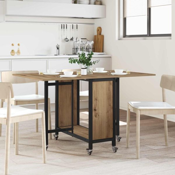 vidaXL Faltbarer Esstisch mit Rollen 130 x 80 x 76,5 cm Stahl PB, 8006048