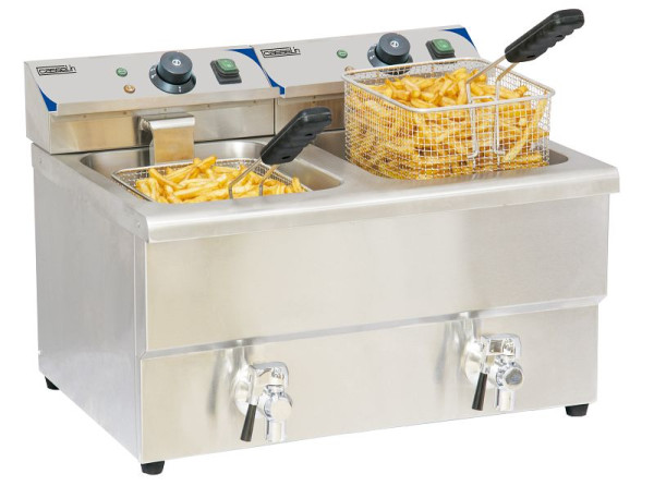 Casselin Fritteuse 2 x 8L mit Ablasshahn, CFEV82, 3611630000451