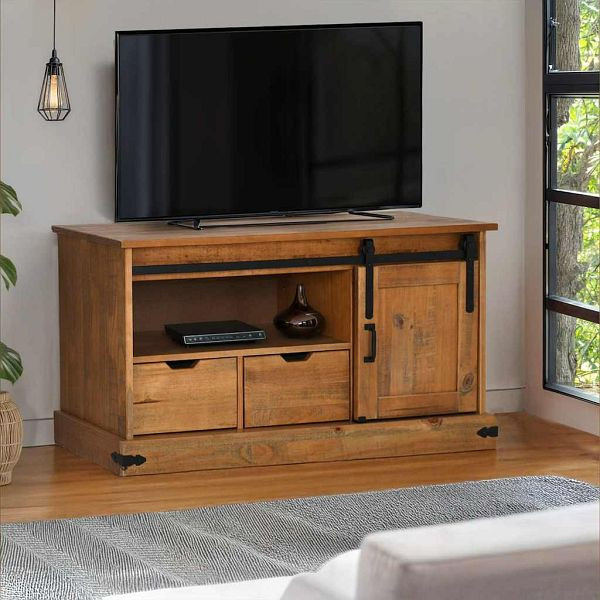 vidaXL TV-Schrank HALDEN mit Schiebetür 110x40x60 cm Massivholz, 4018409