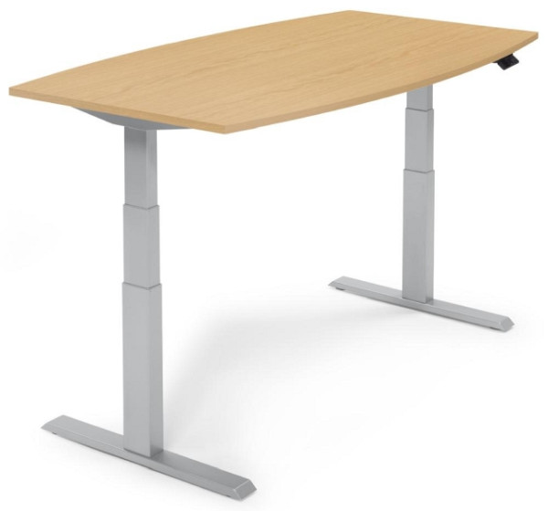 Deskin Sitz-/ Stehbesprechungstisch, höhenverstellbar, Buchedekor, 2000 x 1000 x 640-1300 mm, 286990
