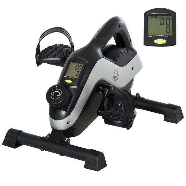 HOMCOM Mini Heimtrainer Pedaltrainer für Beintraining Pedal-Trainer mit Befestigungsgurt Antirutschmatte, A90-227