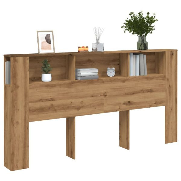 vidaXL Bett-Kopfteil mit Ablagen Artisan-Eiche 200x18,5x102,5 cm, 856887