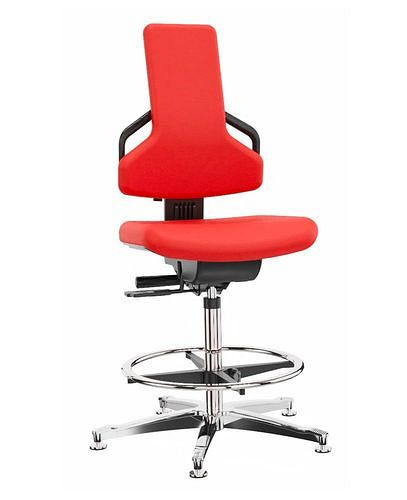 Dauphin Premium Arbeitsstuhl, Bezugsstoff rot, Alu-Fußkreuz, Bodengleiter, Fußring, 266924