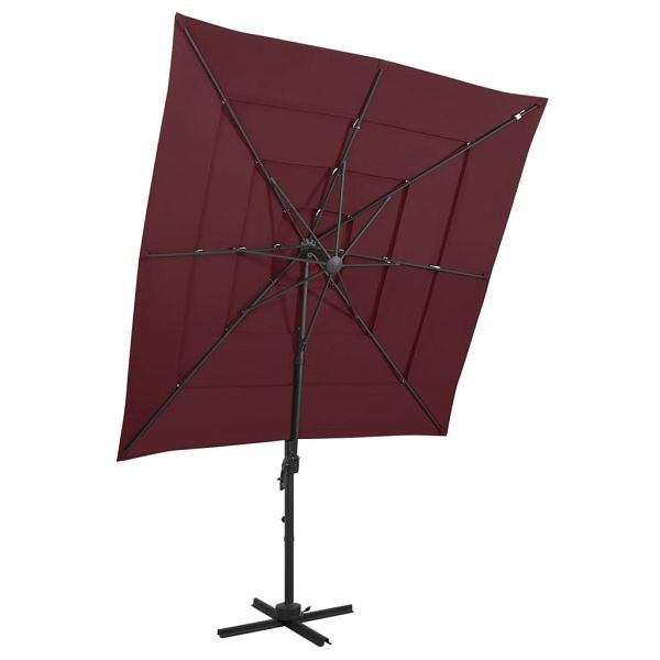 vidaXL Sonnenschirm mit Aluminium-Mast 4-lagig Bordeauxrot 250x250 cm, 313824