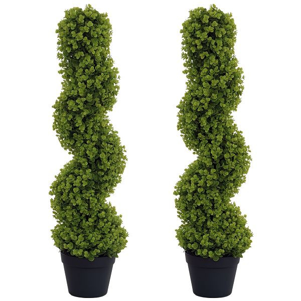 HOMCOM 2er-Set Dekorative Pflanze, Kunstpflanzen in Töpfen, Künstliche Pflanzen für Zuhause, Indoor, Outdoor, 90 cm, Grün, 830-951V01GN