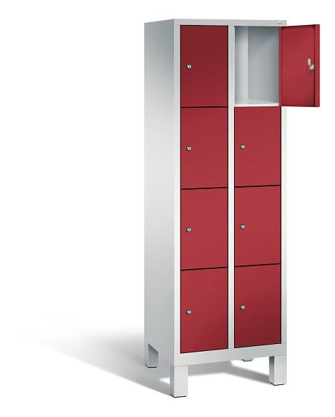C+P Schließfachschrank Evolo, H1850xB610xT500mm, Farbe: Lichtgrau / Rubinrot, 48010-204 S10088