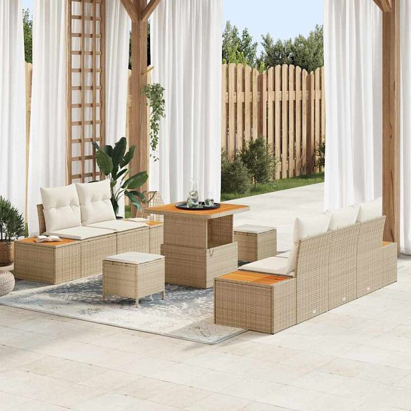 vidaXL Garten-Sofa-Set 8-teilig Beige und Creme 80 x 80 x 71 cm, 3364806