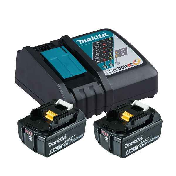 Makita Power Source Kit Li 18,0 V 6 Ah inkl. Schnellladegerät & 2 Akkus im Karton, 199480-6