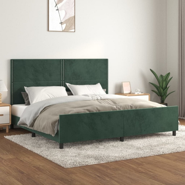 vidaXL Bettgestell mit Kopfteil Dunkelgrün 200x200 cm Samt, 3125717