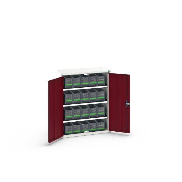 bott verso Magazinschrank, mit 3 Fachböden und 20 bottBoxen, BxTxH: 800x350x1000mm, Purpurrot, 16926404.24
