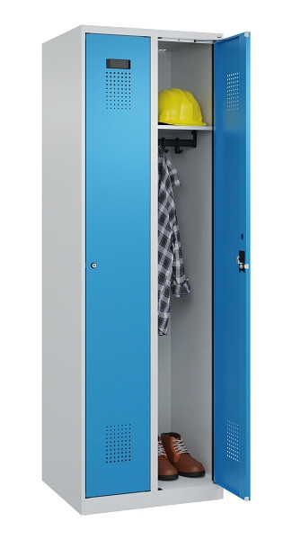 C+P Spind Evolo PLUS, 2 Abteile, 1850x600x500mm, 7035/5012, Verschluss Zylinderschloss, Ablageböden 2, 049000-20 S10034