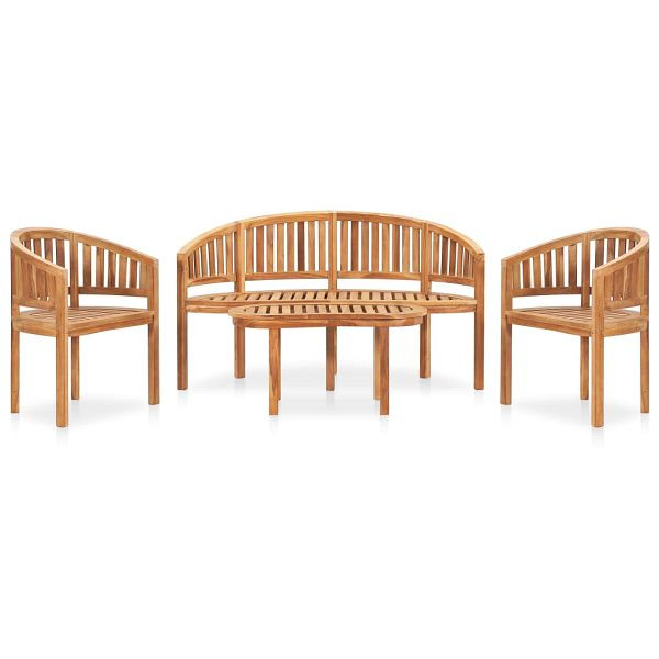 vidaXL 4-teilig Garten-Lounge-Set Massivholz Teak, 3059962