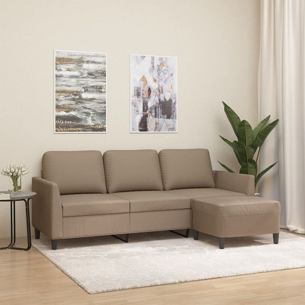 vidaXL 3-Sitzer-Sofa mit Hocker Cappuccino-Braun 180 cm Kunstleder, 3201126
