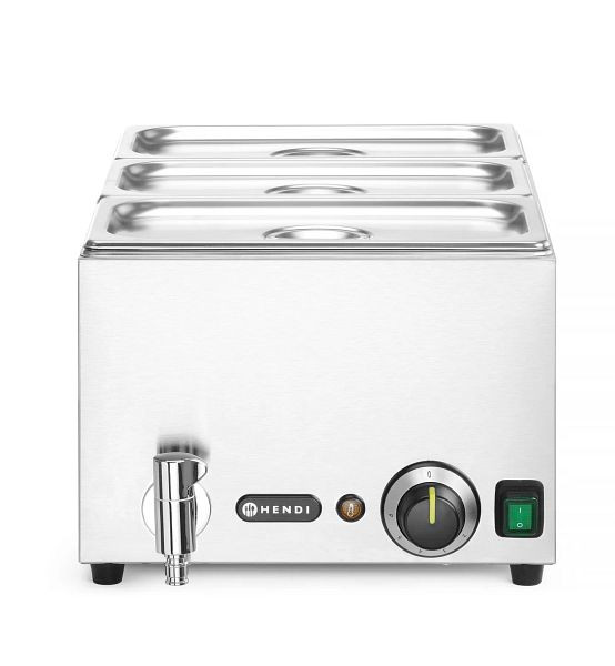 Hendi Ranger Set: Bain-Marie mit Ablasshahn + 3x GN 1/3 Behälter mit Deckel, 238868