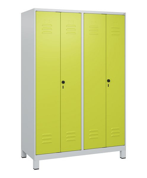 C+P Umkleidespind Classic PLUS SW, Füße, 4 Abteile, 1800x1200x500mm, 7035/0024, Drehriegel, 0800127-40 S10010