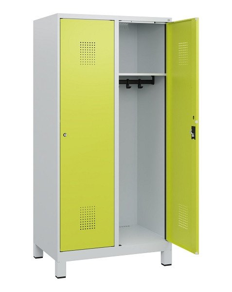C+P Spind Evolo PLUS, Füße, 2 Abteile, 1630x800x500mm, 7035/0024, Zylinderschloss, 0490105-22 S10042