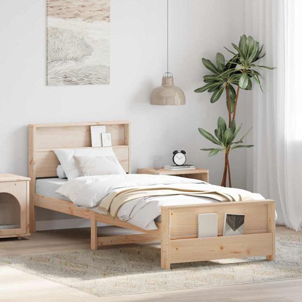 vidaXL Bettgestell mit Kopfteil Braun 80 x 200 cm Massivholz Kiefer, 877236