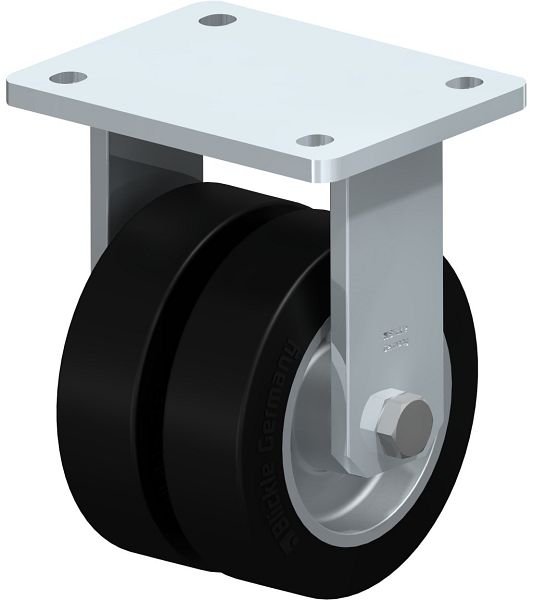 Produktbild von BLICKLE B-alev 125 – Feste Rolle, 125 Mm Rad-Ø, 440 Lb Traglast, Elastik-Vollgummi, Leise & Leichtgängig – Mit Verzinktem Stahlrahmen