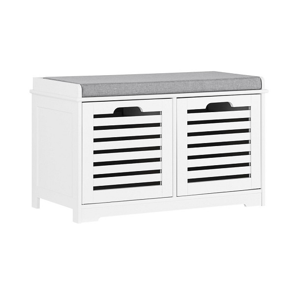 SoBuy Schuhbank mit 2 Schubladen Weiß 71x35x44 cm, Klassisch, FSR23-K-W