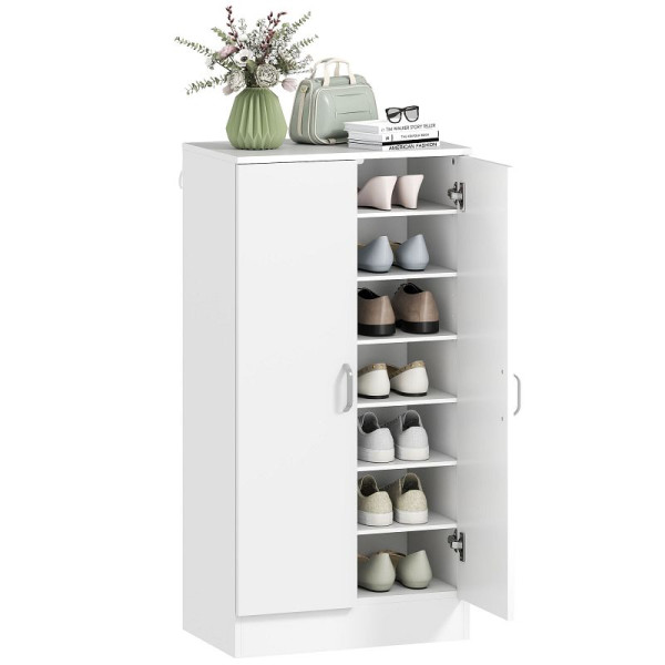 HOMCOM Schuhschrank mit Soft-Close-Scharnieren, verstellbare Regale, 6-stufiges Schuhregal für Flur, 837-626V90WT