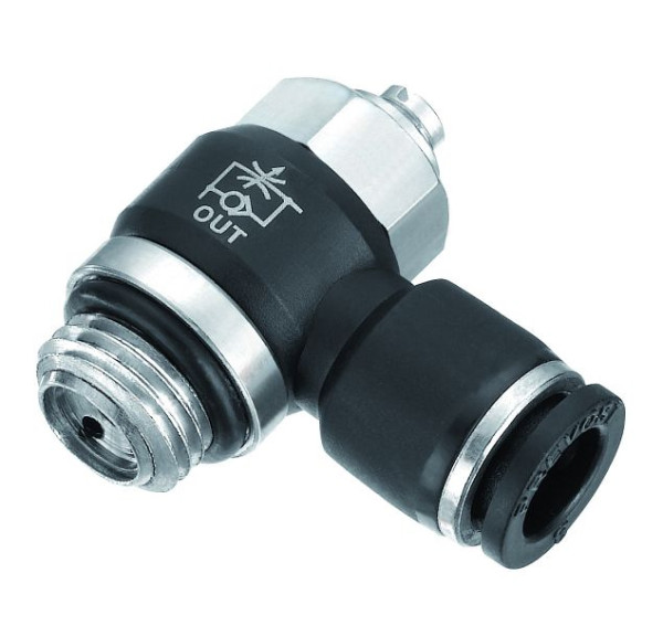 Prevost Ventil-Schraubdurchflussregler mit zylindrischem Außengewinde - Abfluss - RPV OG, AG BSPP= G 1/8, für Schlauch mit Außen-Ø= 4 mm, RPV OG0400